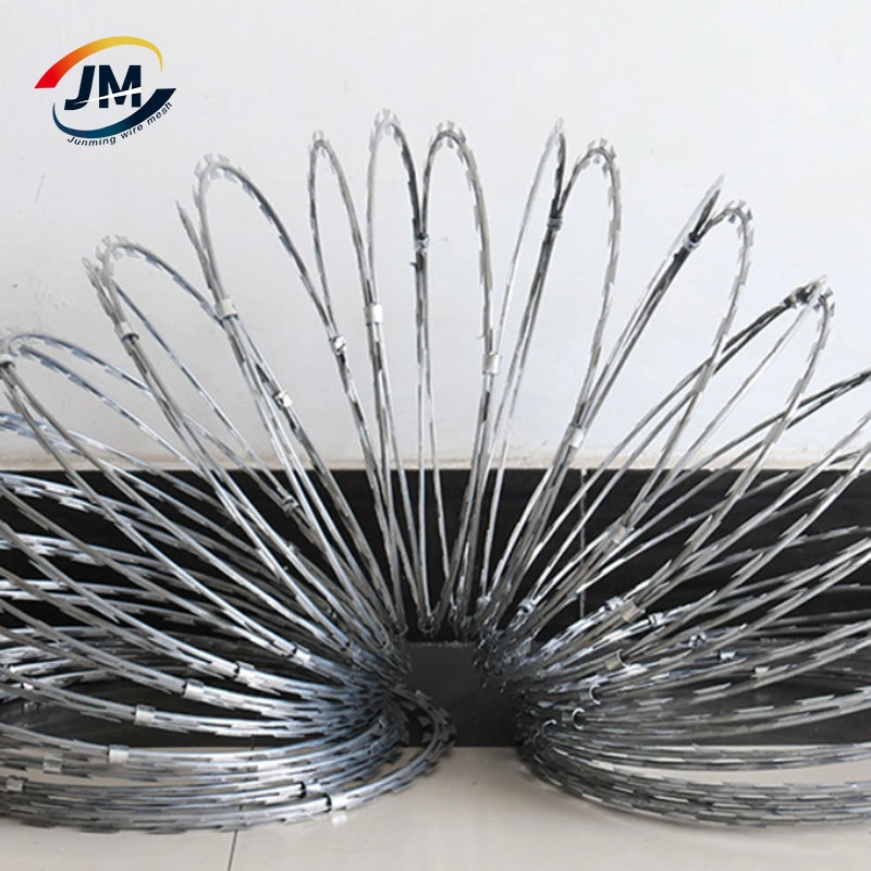 High Safety Building Barrier Hot Dipped Galvanized Razor Blade Concertina Anti-Climb Barbed Fence Wire Mesh