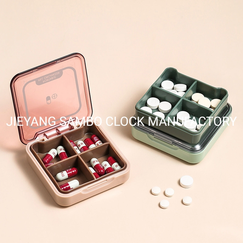 Glossy Mini Candy 4 Cells Daily Medical Plastic Jewelry Pill Box Portable