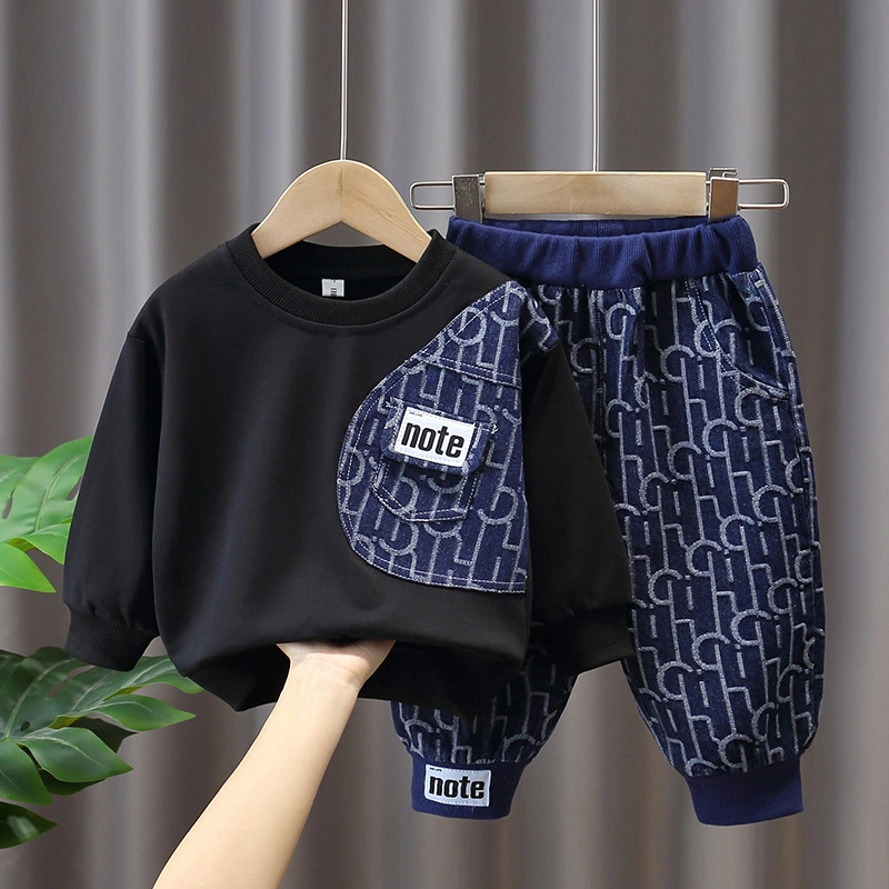 Модные новые осенние 2PCS Детские комплекты одежды для мальчиков корейские Худи