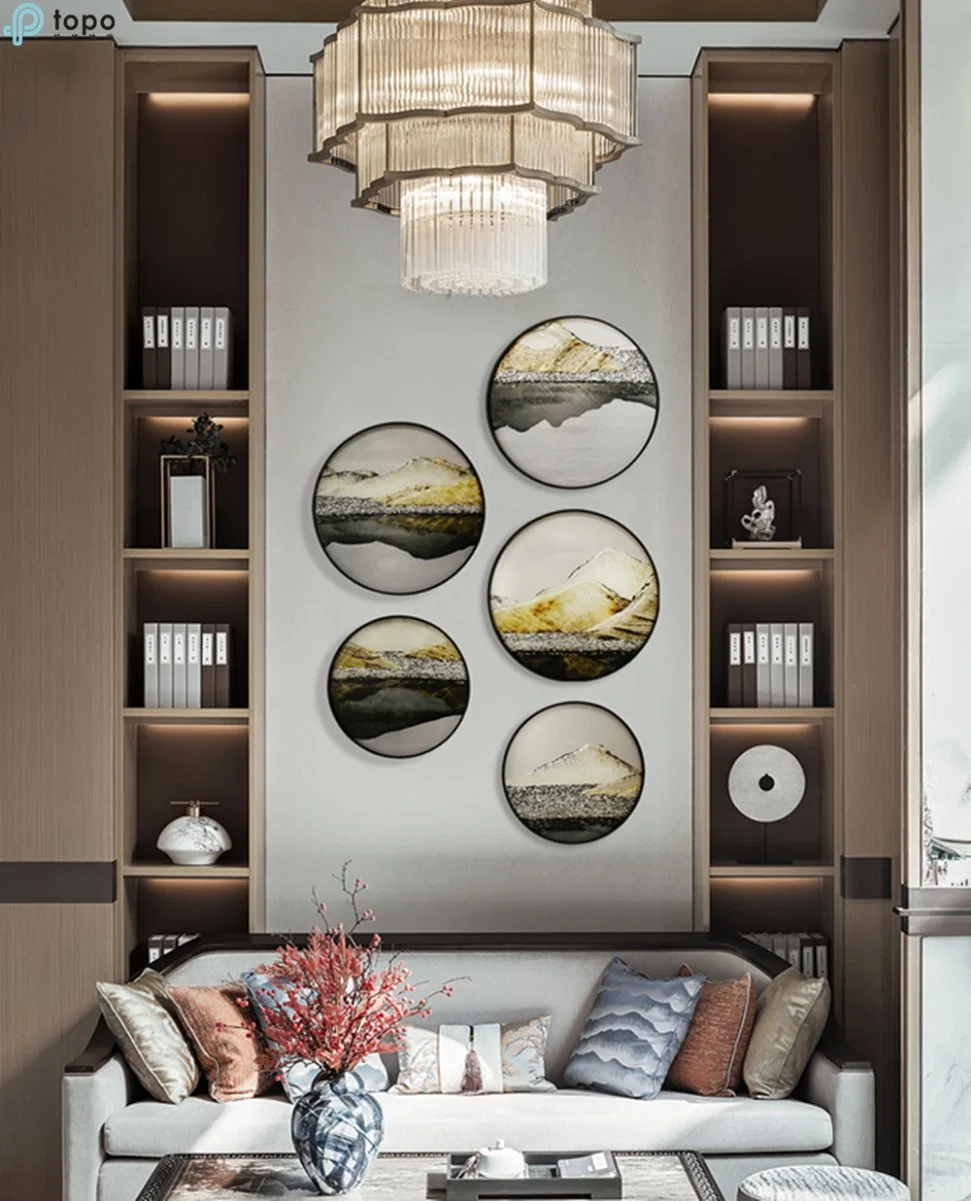 Guangzhou 400mm Circle Art Wall Decor Modern Glass Oil Painting (MR-YB6-2051B)