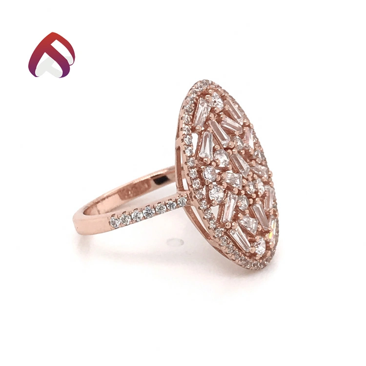 Fashion New Design Oval Shape Jewelry 925 Sterling Silver CZ Ring