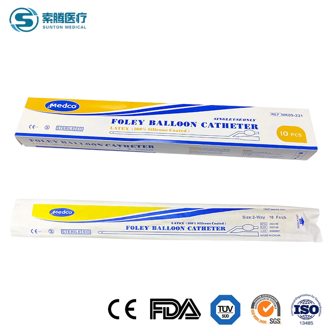 Sunton China Disposable Urinary Catheter Medical Use 2 Way & 3 Way Latex Silicone Foley Catheter Manufacturer Surgical Grade Latex Foley Urinary Catheter Price