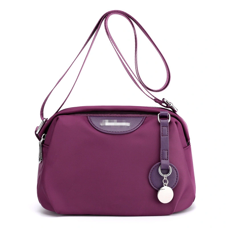 Pink Solid Color Nylon Small Crossbody Bag Handbag for Lady and Girl Waterproof Leisure Bags