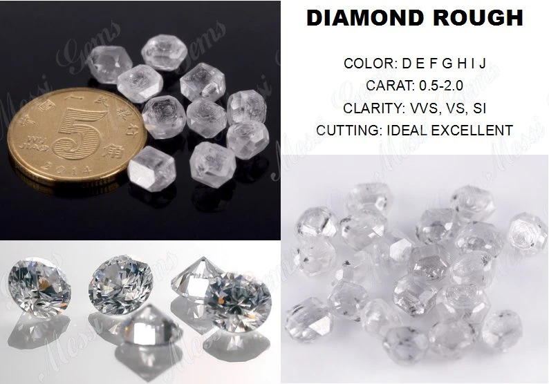 Messi Gems Factory Prices 0.3-5carat Hpht CVD Lab Diamond Rough