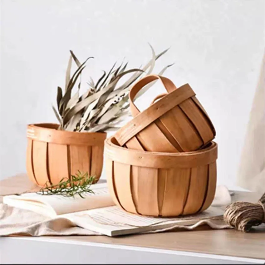 Eco-Friendly Portable Square Bottom Large Dirty Clothes Woven Wood Chips Storage Basket