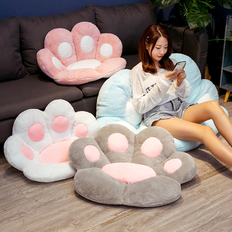 2 Sizes Ins Bear&Cat Paw Pillow Animal Seat Cushion Stuffed Plush Sofa Indoor Floor Home Chair Decor Winter Children Girls Gift