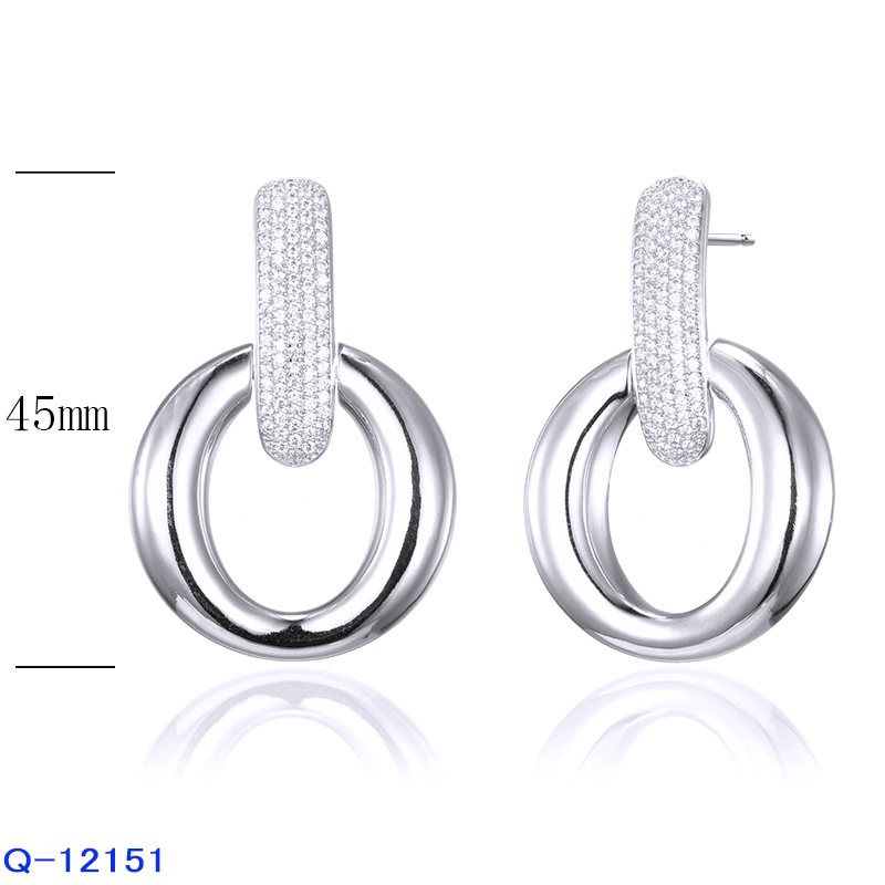 Wholesale/Supplier New Design Fashion Copper Jewelry 925 Sterling Silver CZ Drop Earrings for Women