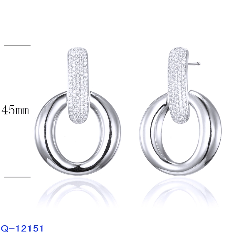 Comercio al por mayor Nuevo Diseño de Moda joyas de cobre la plata esterlina 925 CZ Drop Earrings para mujeres