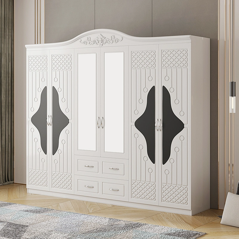 Armario de almacenamiento de dormitorio simple MDF Armario de madera Hogar espacio grande 6 Warrdrobes puerta