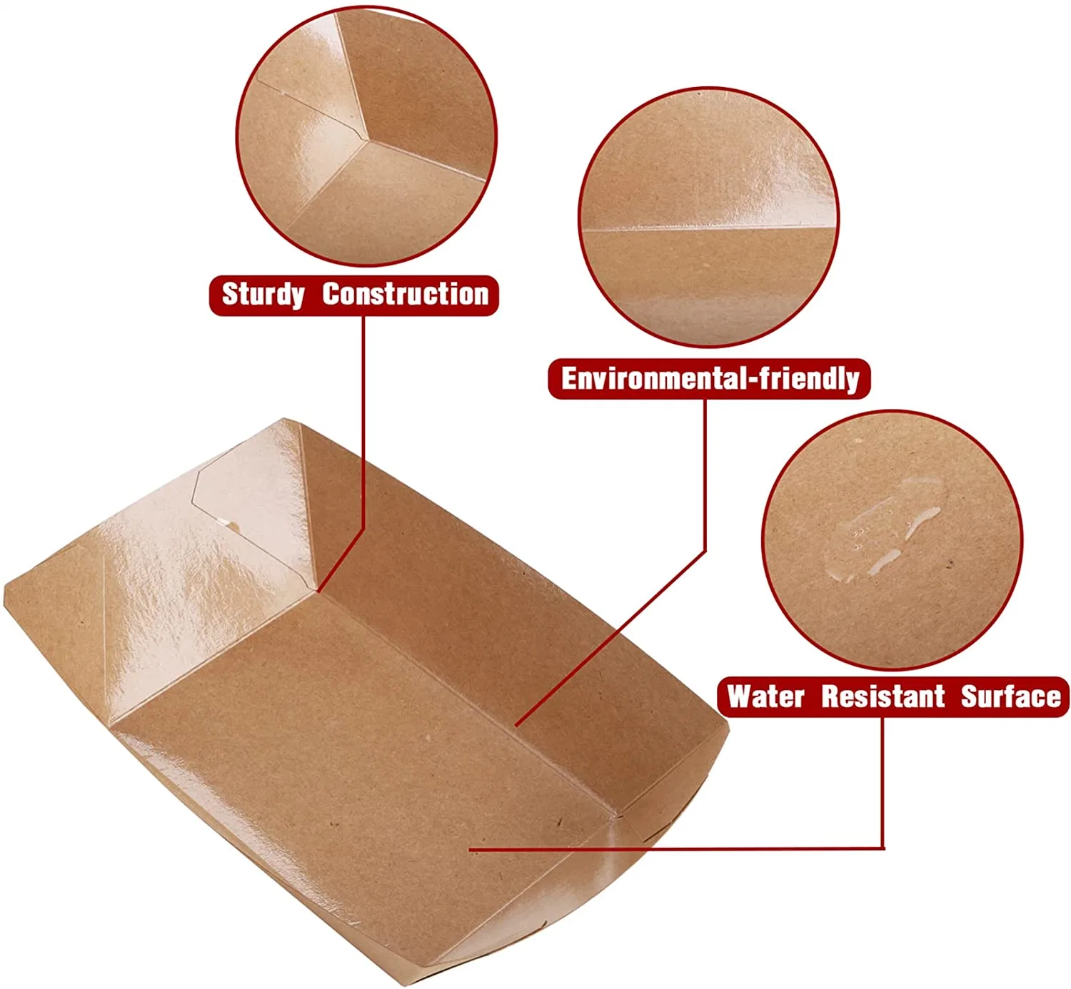 Wholesale/Supplier Custom Paper Food Boat Disposable Kraft Paper Lunch Box Eco-Friendly Brown Paper Snack Cake Tray