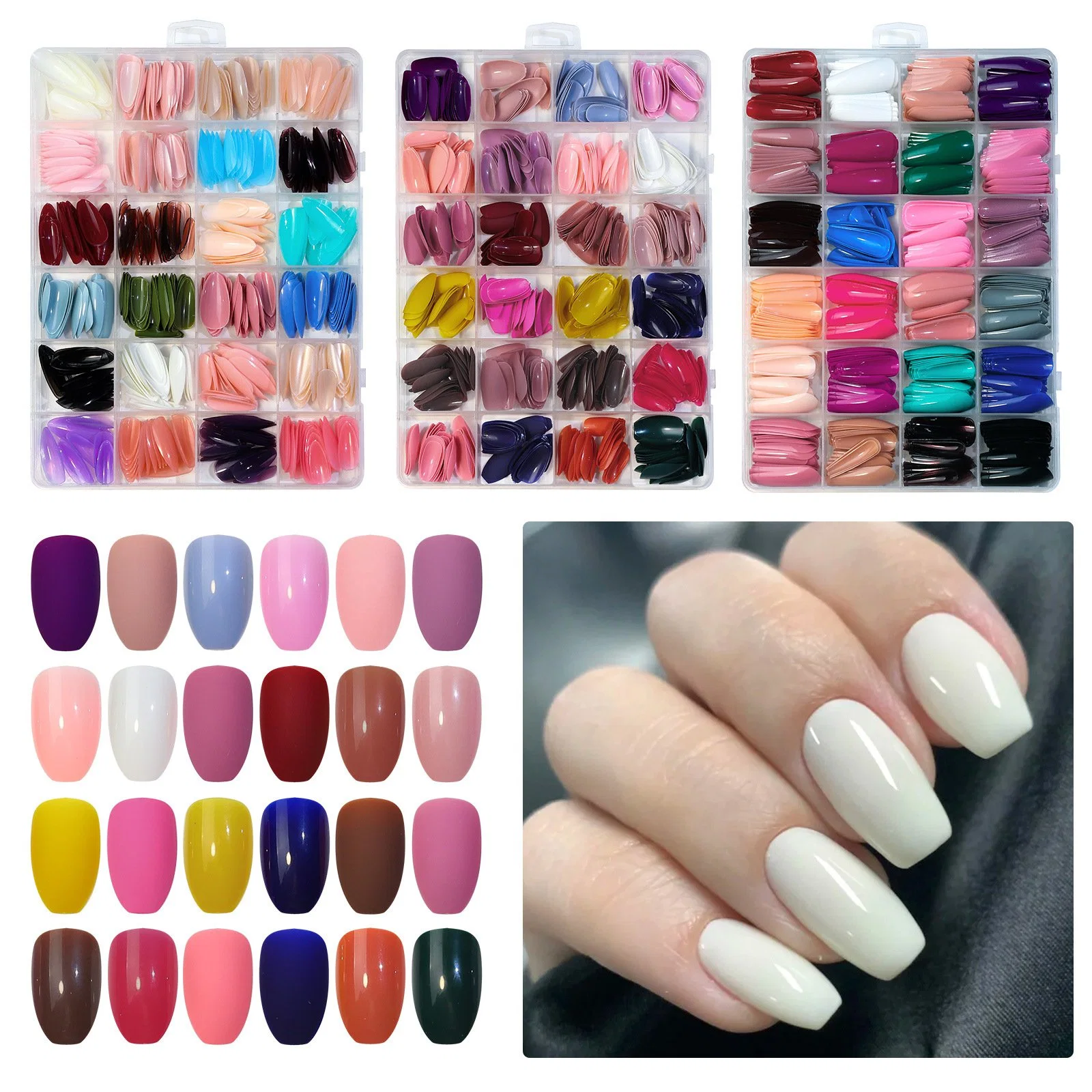 24 Colours Candy Colors French False Nail Tips Rainbow Color Artificial Fake Nail Art Beauty Manicure Makeup Tools Art Nail