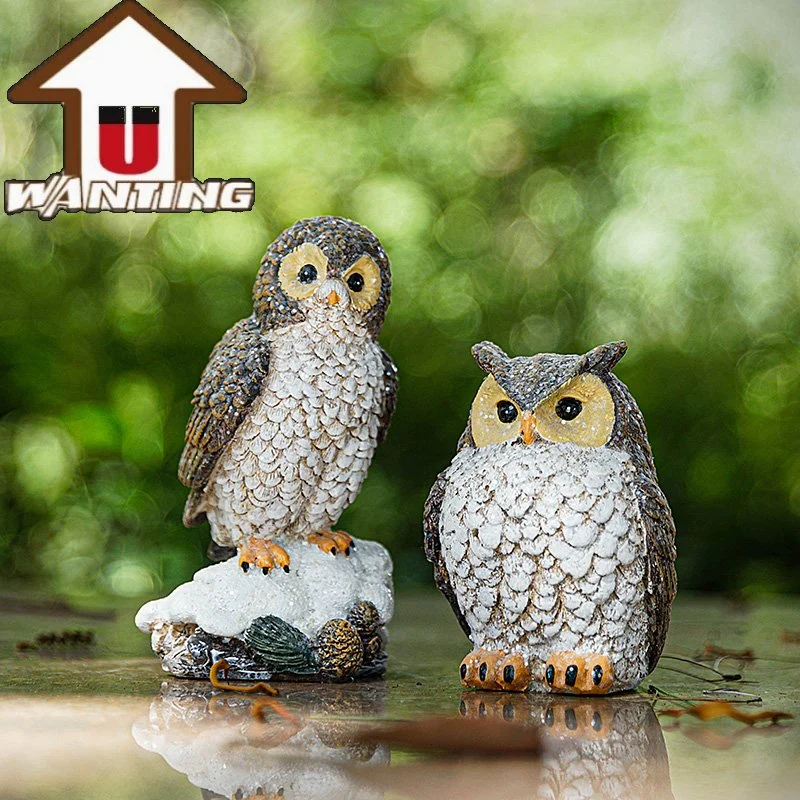 Vente en gros animal Statue hibou Figurine salon Meubles résine oiseau Décoration d'art