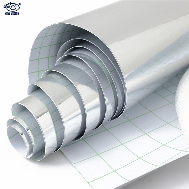 PVC Adhesive Glossy Mirror Chrome Vinyl Tape Wrap Sticker Silver Color