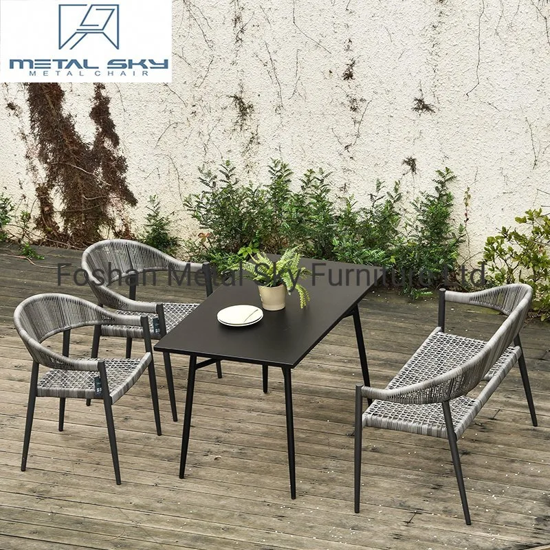 Outdoor Hotel Restaurant Aluminum Rattan Wicker Rope Garden Furniture Chair