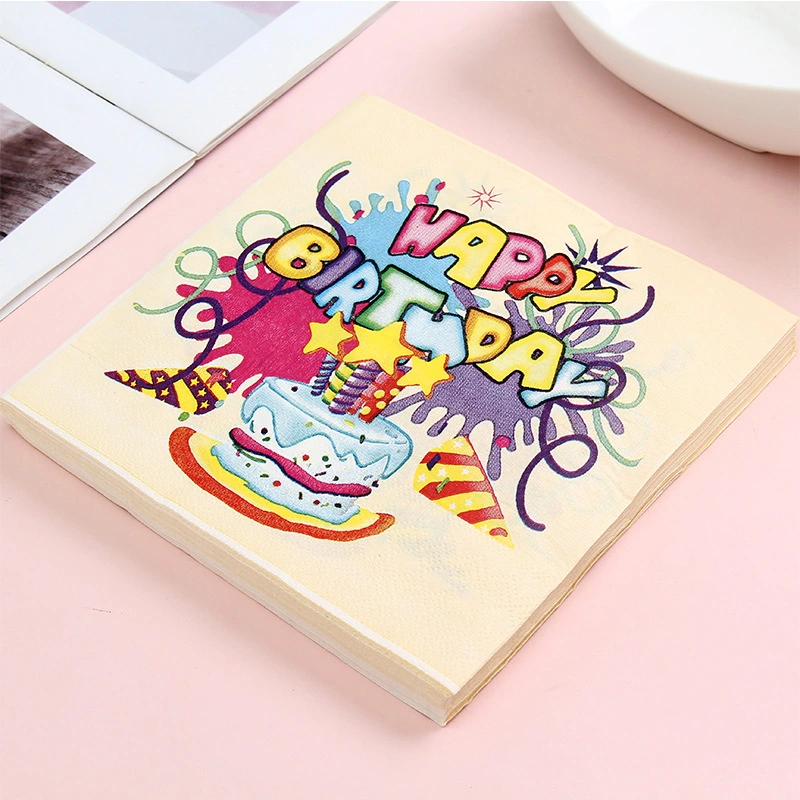 Cartoon Happy Birthday Customized Printing 2ply Paper Napkin