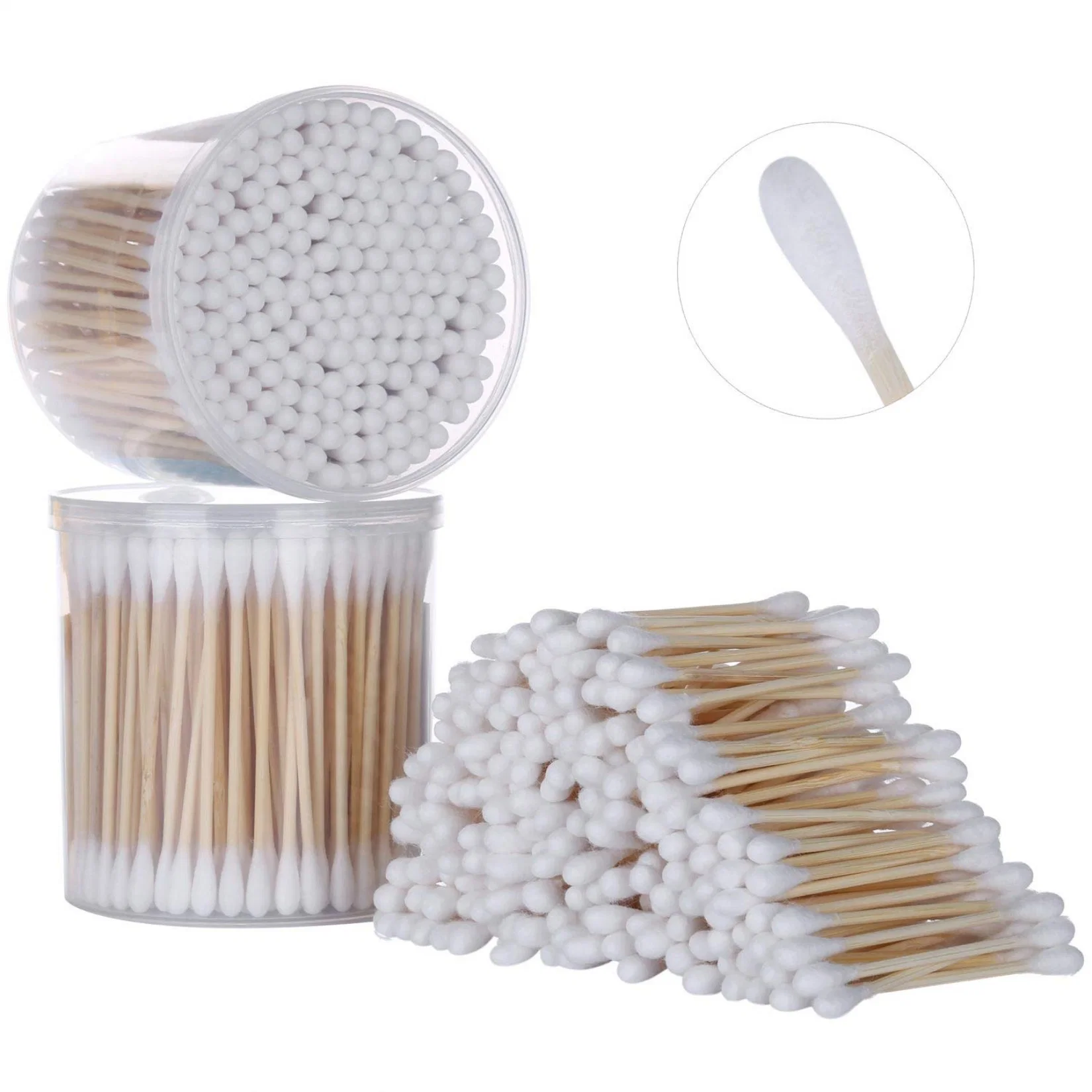 Hochwertige Dual End Cotton Tupfern 3" Holz Baumwolle Gekippt Applikatoren Q-Tips Make-up Removers