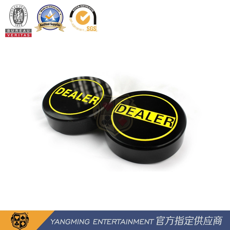 Black and Yellow Double-Sided Engraving Texas Hold&prime; Em Poker Table Game Accessories Button Ym-Dr03