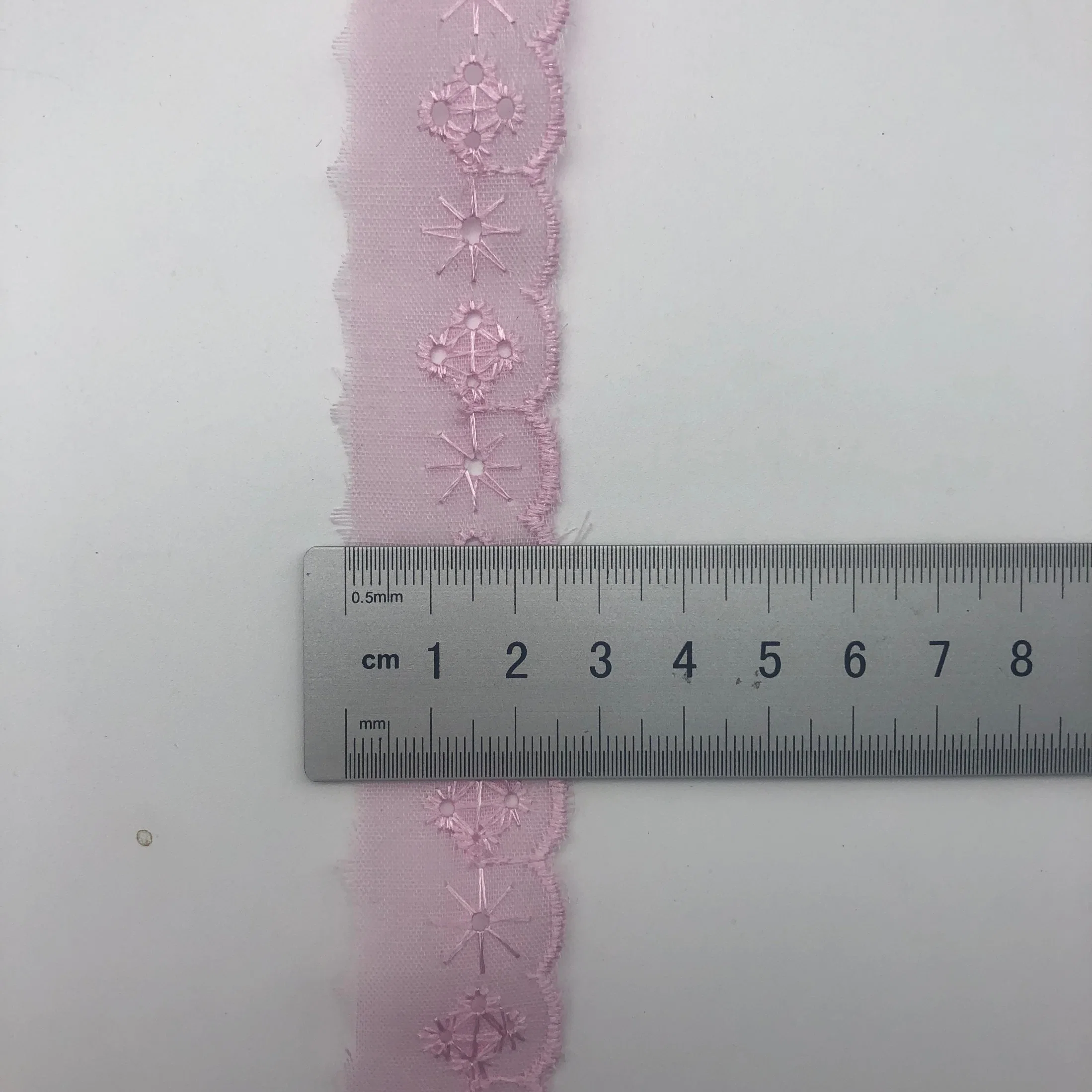 Bordado Ingles Rosa Bebe Lese Embroidered Scalloped Cotton Eyelet Lace Trim Fabric for Curtain Bridal Dress Fabric