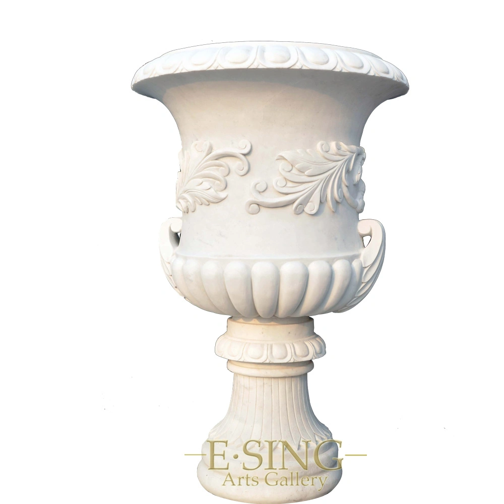 Natural Marble Stone Flower Pot Statue for Garden Decoration