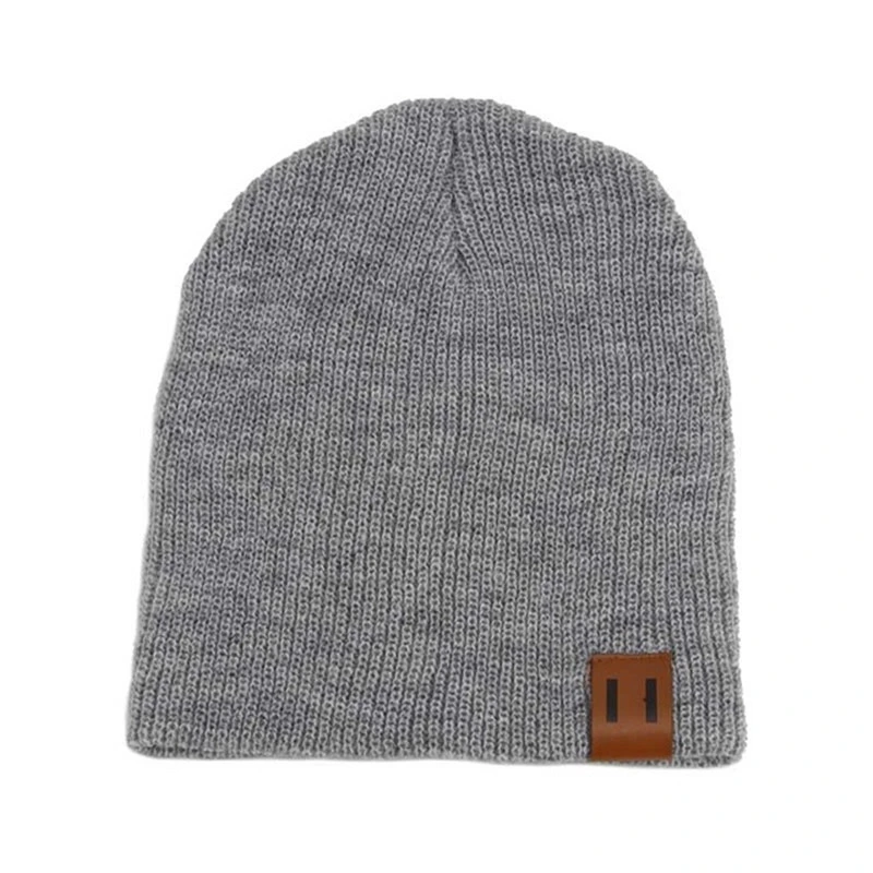 Dropshipping Leather Label Knitted Woolen Ear Protection Warm Cap