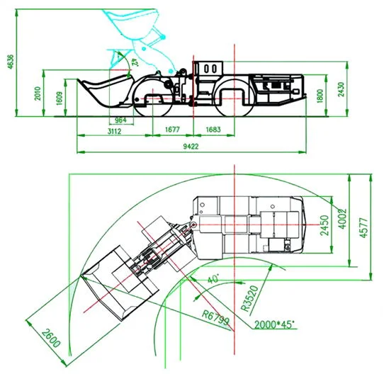 Compact and Lightweight Load Haul Dump (LHD) for Narrow Vein Mining. Diesel LHD Wj-4