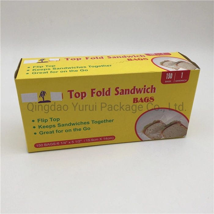 LDPE Plastic Fold Top Sandwich Bag Packing in Box