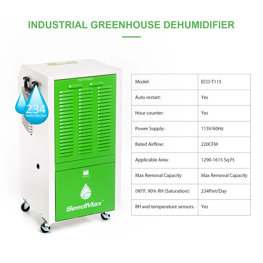 Seedmax 234 Pints Greenhouse Mobile Automatic Steel Industrial Dehumidifier ETL Listed