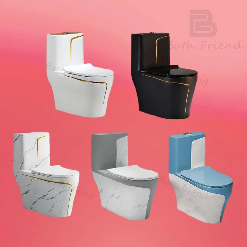 Green Gold Toilet Basin Set One Piece Commode Bathroom Water Closet Ceramic Green Urinal Toilet Set