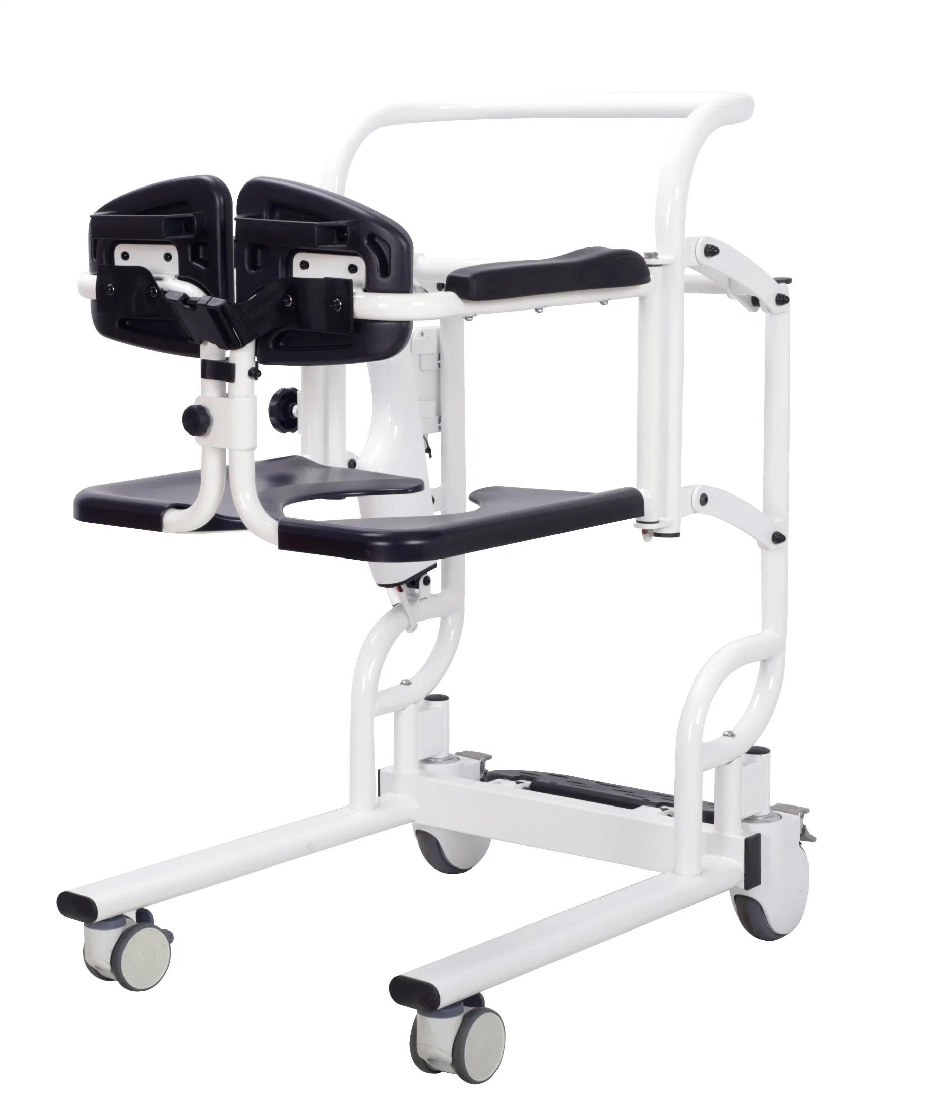 Commode Wheelchair Transfer Chair Commode Wheelchairs, Manual Patients Transfer Lift Chair with Wheels Medical Shift Machine