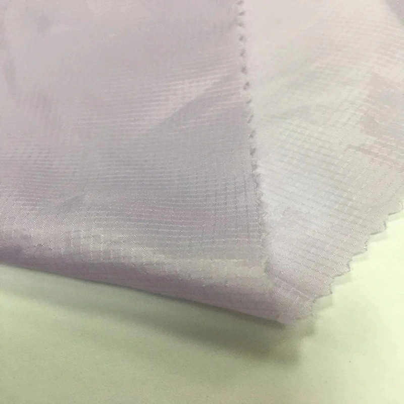 Recycle RPET Pet Polyester 20d 400t 0.15 Double Line Lattice Ripstop Taffeta Fabric