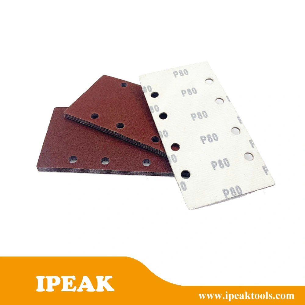 Factory Supply Aluminum Oxide Buffing Rectangle 198X70mm Alumina Oxide Sanding Disc 8 Holes Hook and Loop