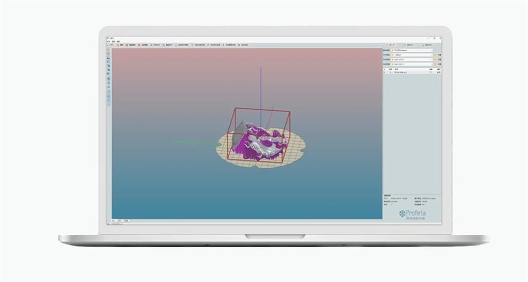 Impresora dental 3D con software CAD y CAM para laboratorio dental.