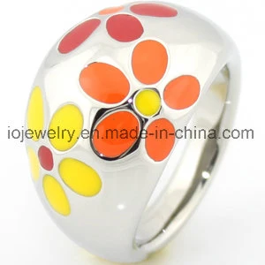 Wholesale Colorful Enamel 316 Stainless Steel Ring Flower Design