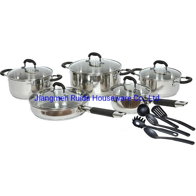 11PCS Stainless Steel Cookware with Silicone Handle with Kitchen Tools