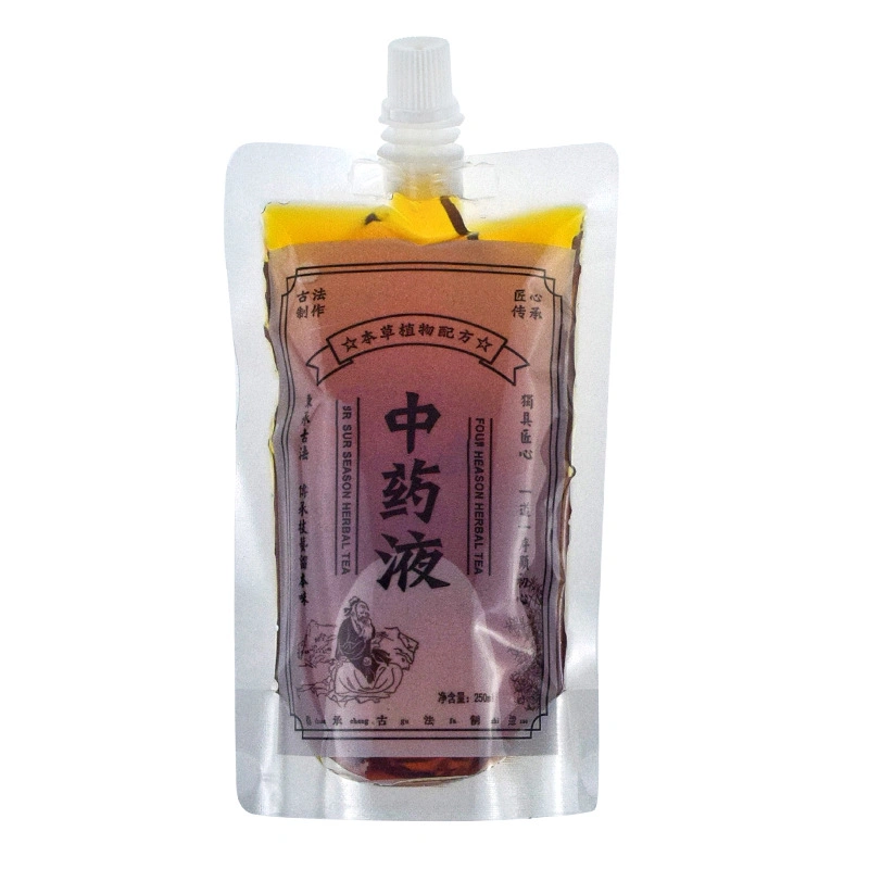 Customized Translucent Chinese Medicine Liquid Beverage Plastic Packaging Spout Bag