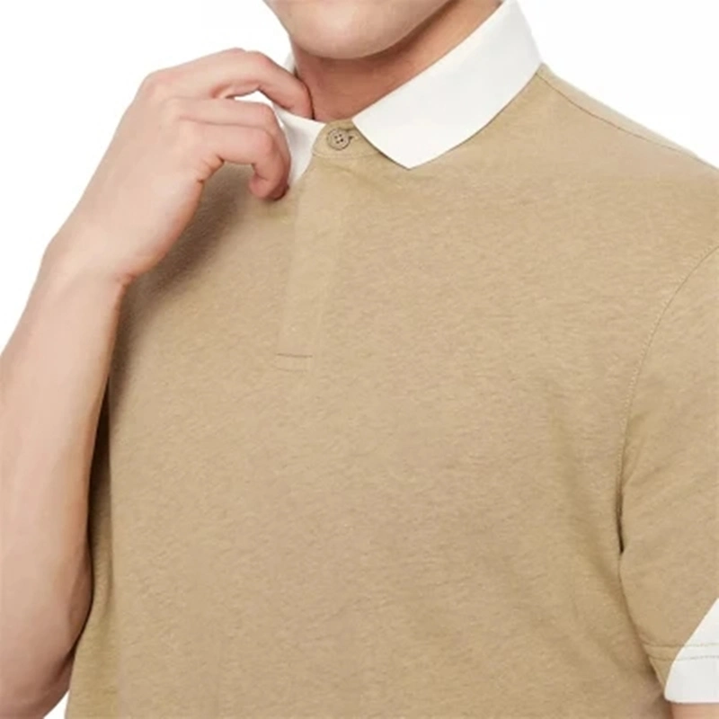 Camisola macia e respirável Khaki casual de manga curta Anti-Pilling Polo