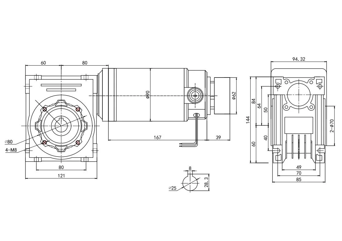 Corn Cutting Machine High Torque 90mm 12V 24V Mini Brushed DC Motor Reducerright Angle Gear