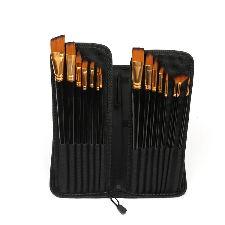 China Supplier Professional 15PCS Nylon Hair Artist Paint Tool Brush Set