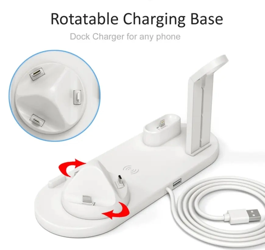 Hot Sale Table Desk Dual Phones Charging Dock Station 10W Qi Standard Fast Phone Mobile Charger 4 in 1 Wireless Charging Station