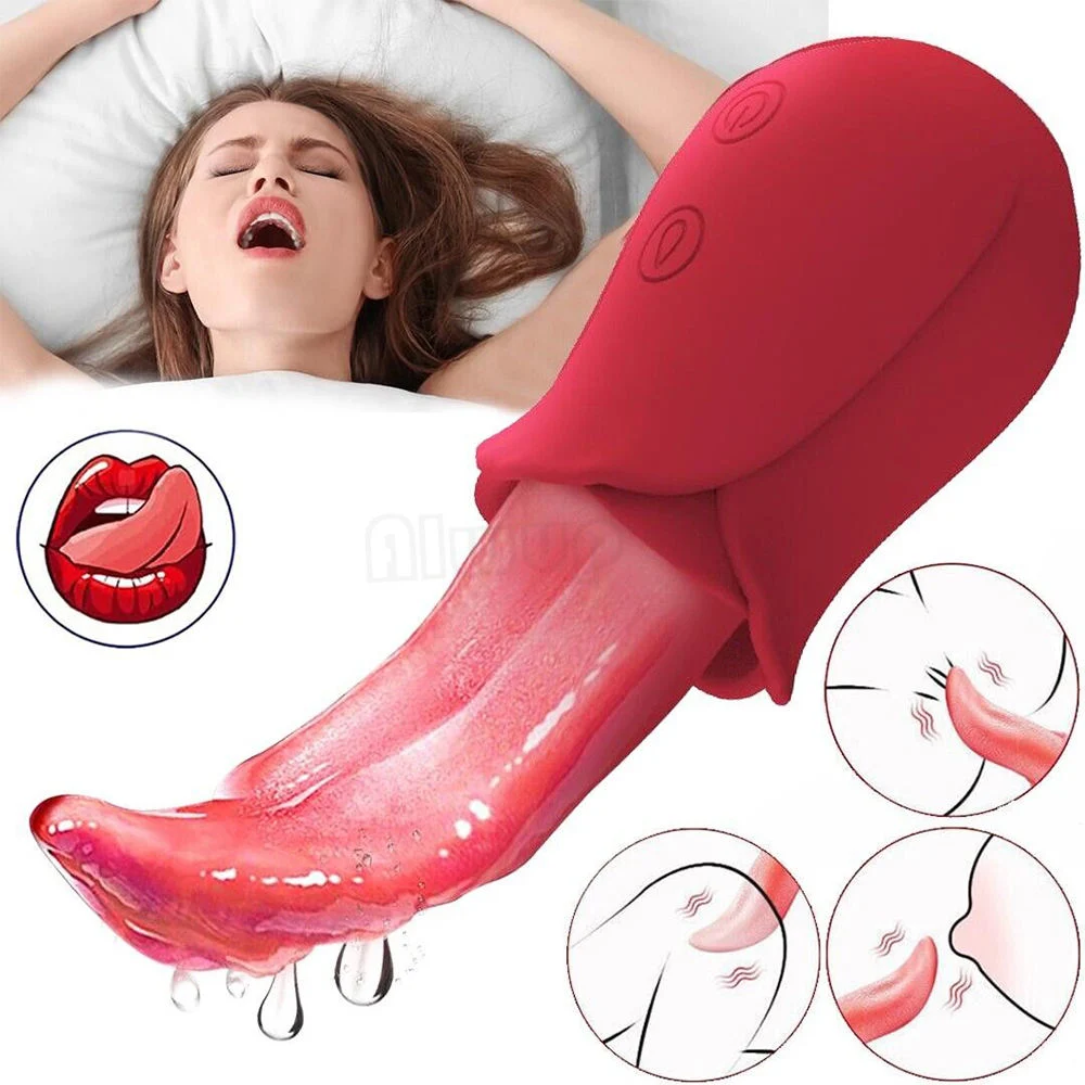 Hot Vender lengua realista Licking Rose Vibrators Sex Toys para Mujeres adultas con G Spot clítoris estimulador masajeador pezón