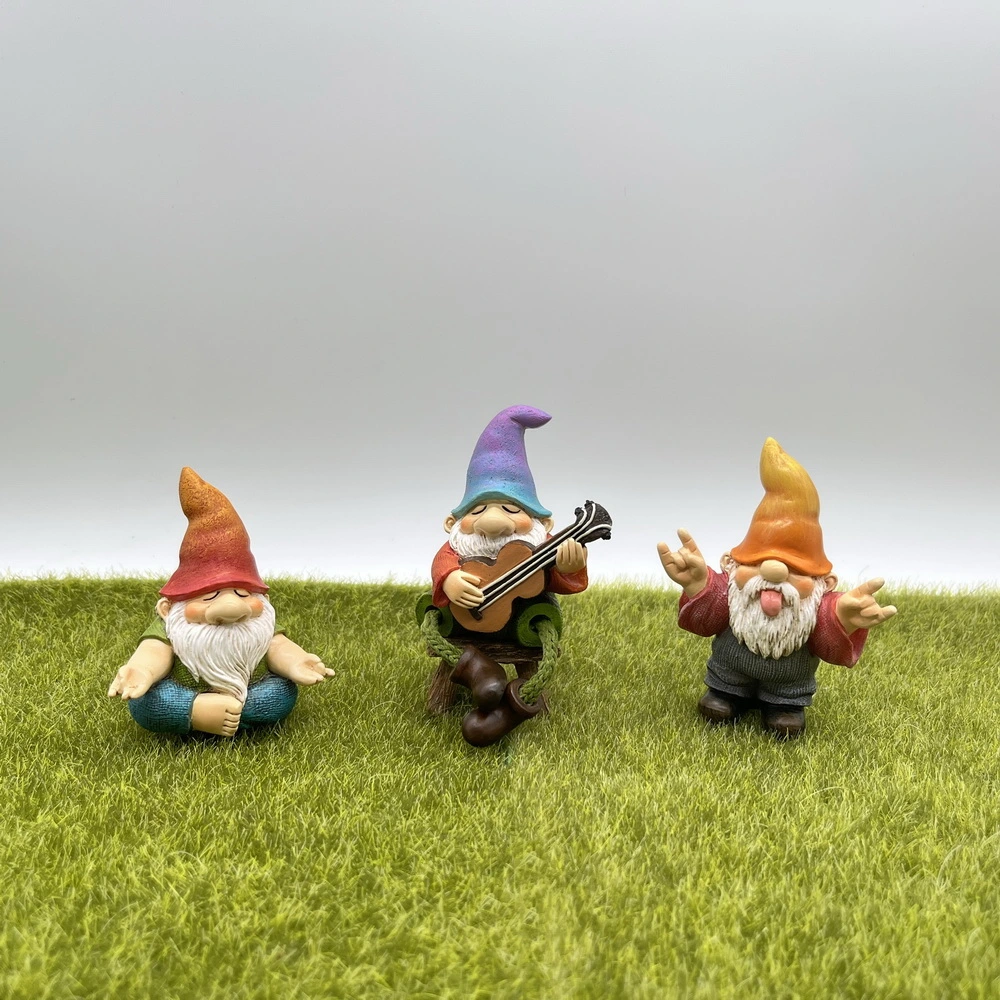 Los gnomos de jardín en miniatura de Hada Jardín al aire libre para decorar la casa El yoga Gnome