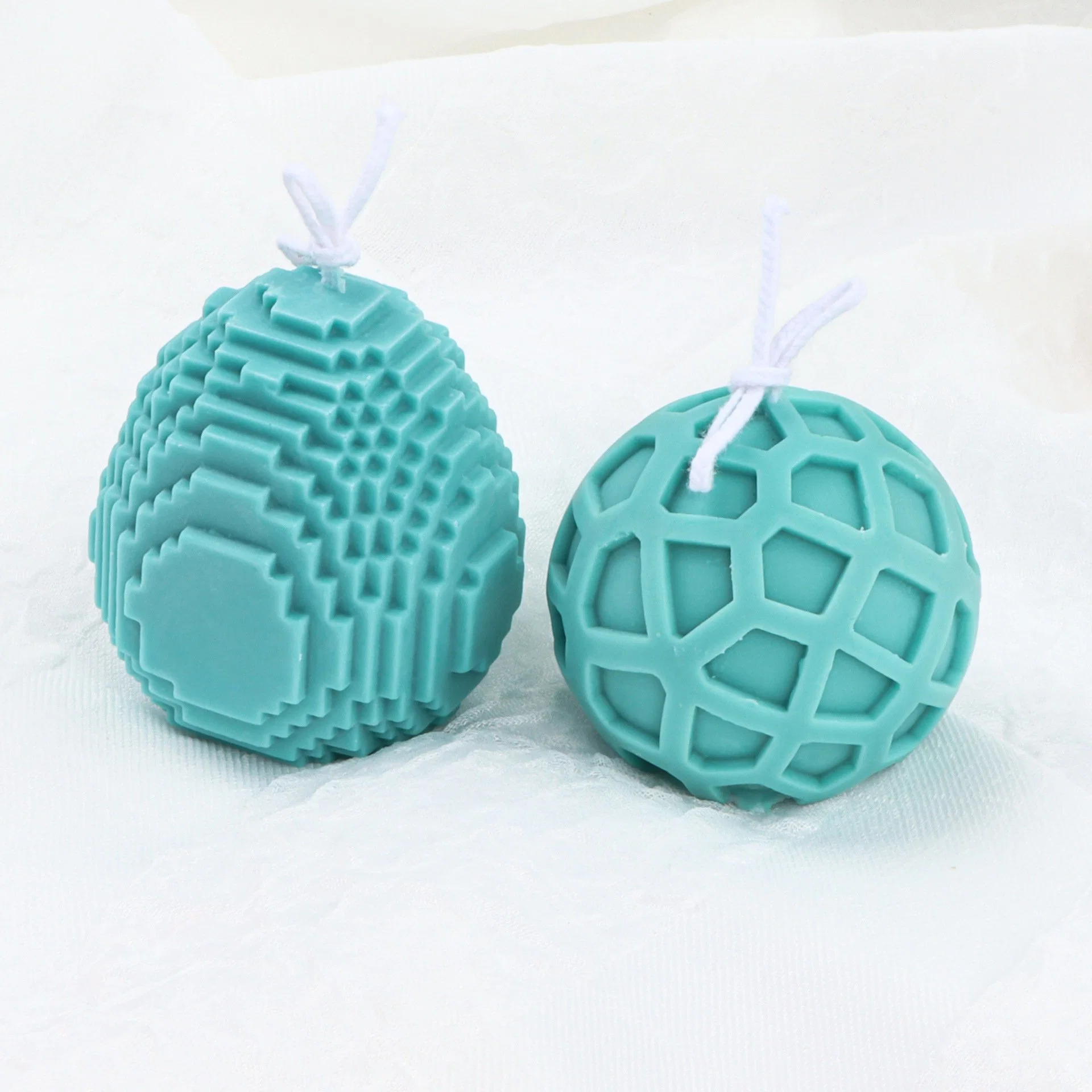 Christmas Eggs Shaped Candles Mould Geometric Stripes Easter Egg Silicone Candle Mold