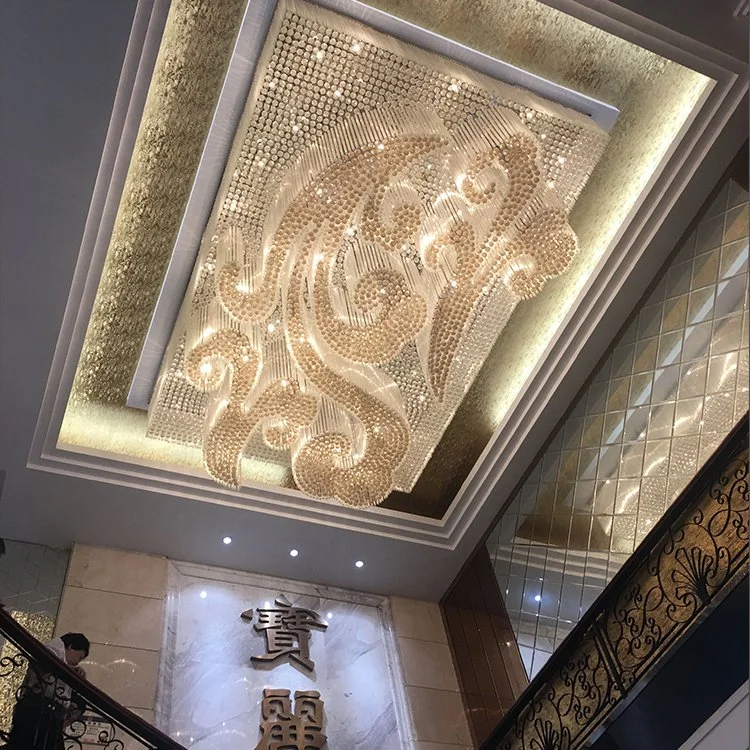 Modern Luxury Decoration Hotel Lobby Hall Custom Logo Project Crystal Pendant Light