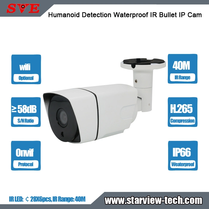 Bewegungserkennung IP Poe CCTV Network IP66 Sicherheit Manuelle Zoomobjektiv H. 265 ONVIF IP Bullet Kamera