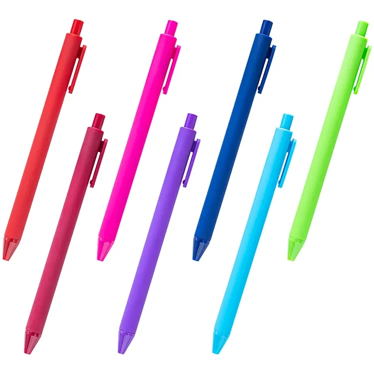 Stock Promotional Colorful Ballpoint Pen Multiple Colors Custom Logo Plastic Retractable Pen