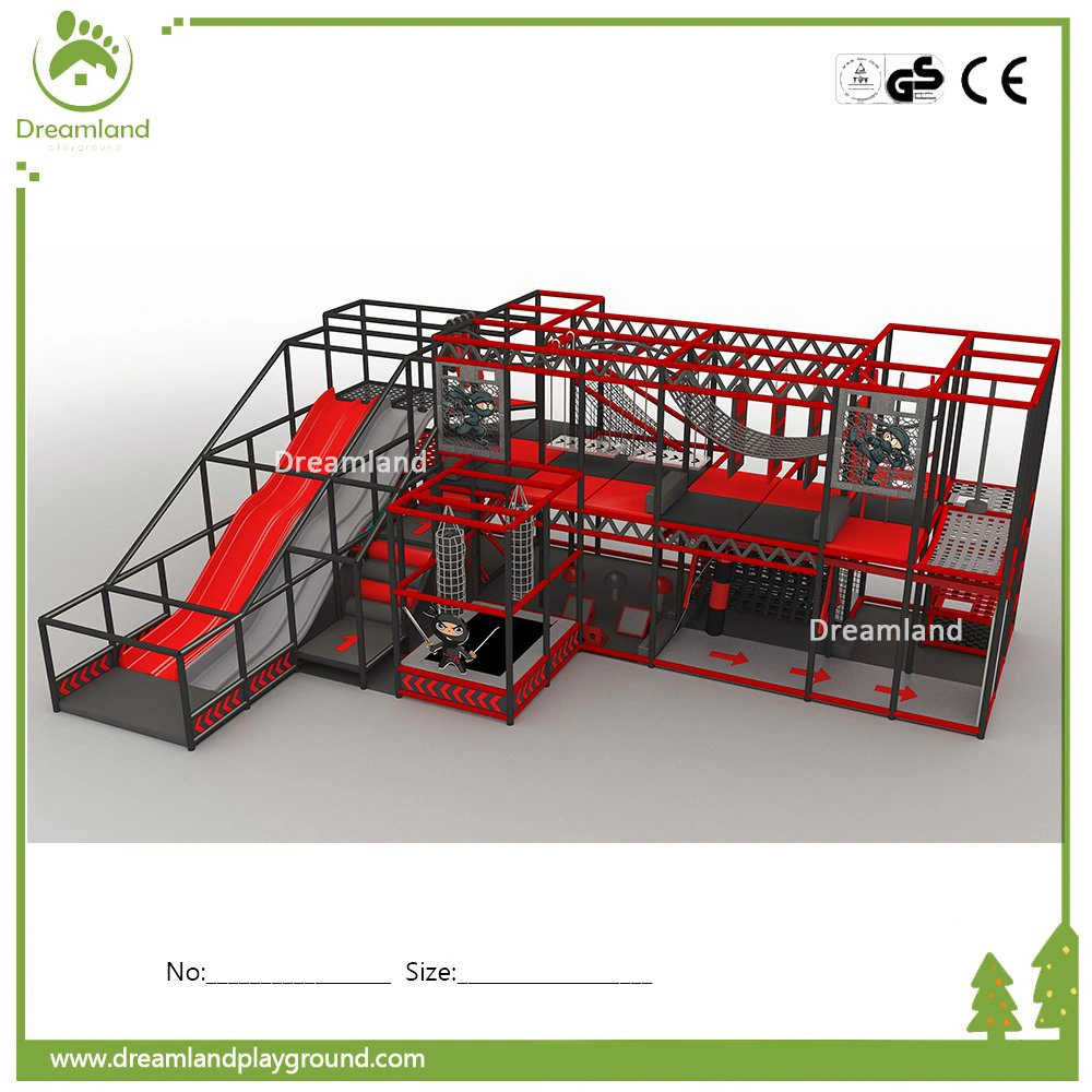 Customized New Design Kinder Sport Unterhaltung Indoor Ninja Course Ausrüstung Soft Play Spielplatz mit kleinem Trampolin