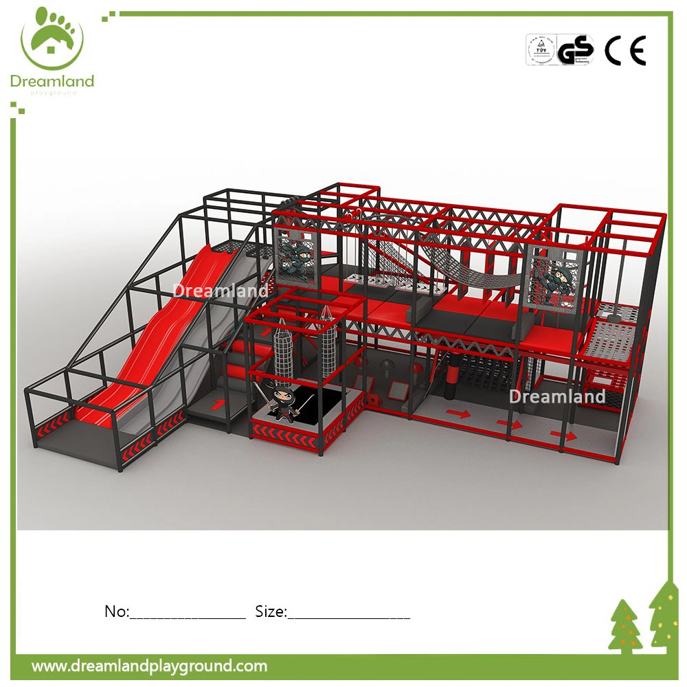 Customized New Design Children Sports Entertainment Indoor Ninja Course Equipment Soft Play Playground with Small Trampoline