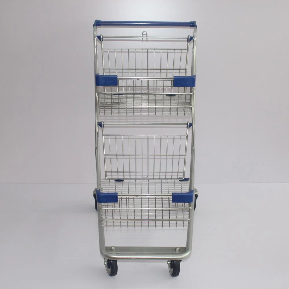 Double Baskets Design Supermarket Shopping Carts