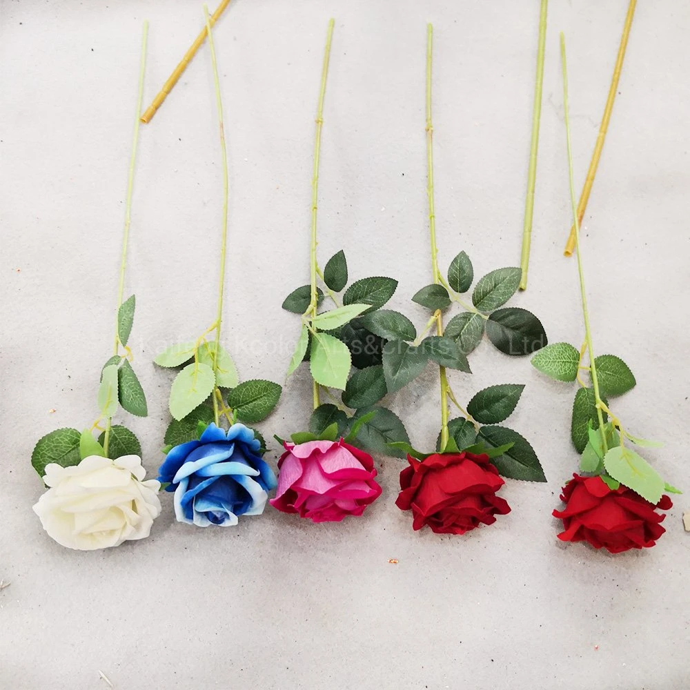 Boda flor rosa de seda verdadero toque de Flor de terciopelo artificial para la decoración del hogar