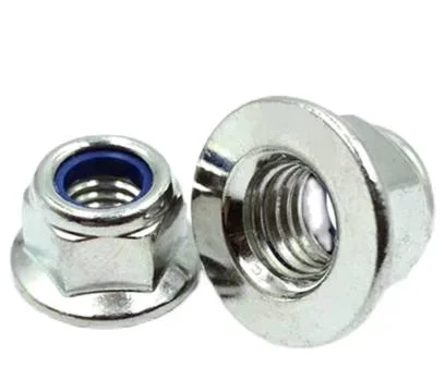 Carbon Steel Screw Grade 8.8 Fastener Zinc DIN6926 M6 M8 M10 M12 M14 Nylon Insert Hex Flange Nuts Lock Flange Nut Without Non-Slip Teeth